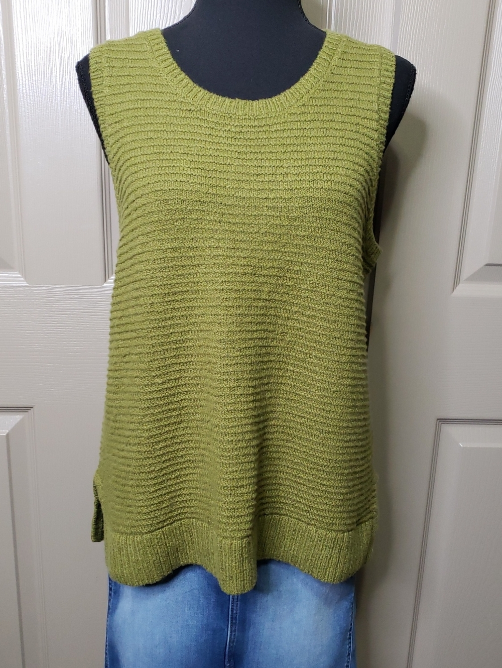 Joie Olive Green Ribbed Knit Sleeveless Sweater Tank Size Large